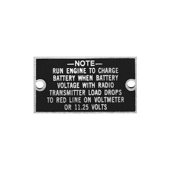 New Data Plate #07 - 12 Volt WWII WC 1/2 & 3/4 Ton Voltmeter