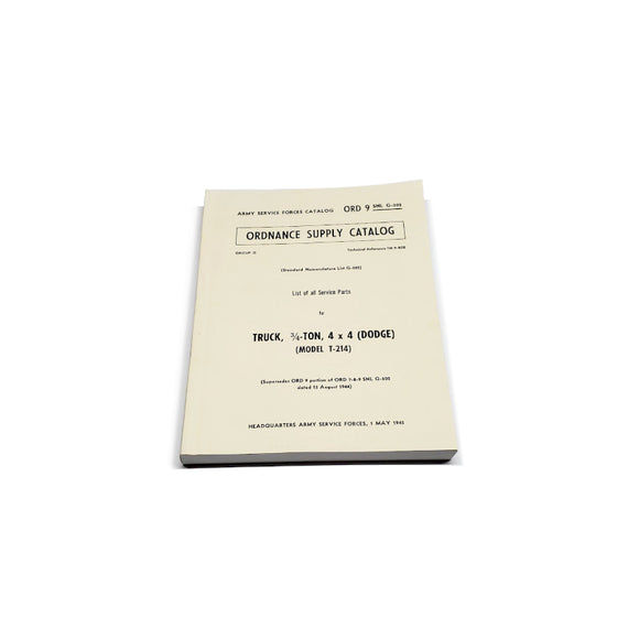 New Ord 9 SNL G-502 List of all Service Parts for 3/4 Ton, 4x4 - Model T-214 (May 1945) - RBK-355