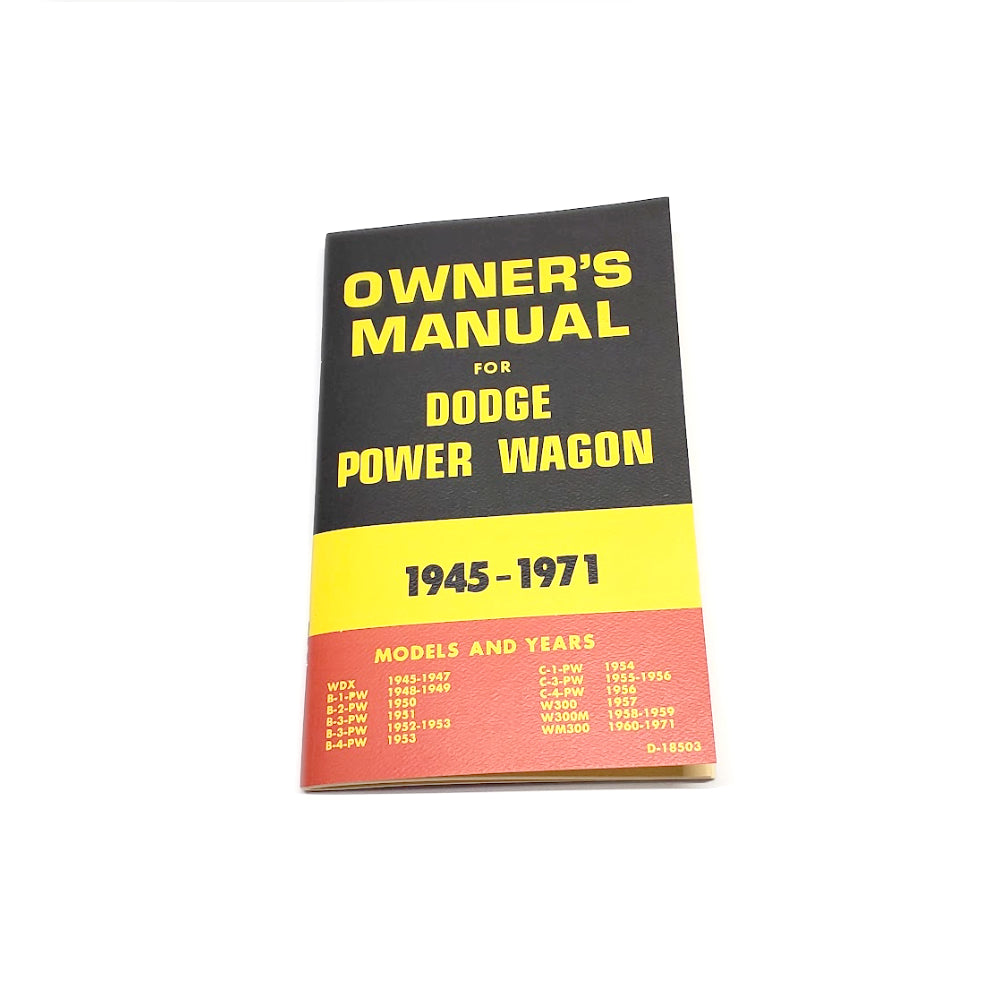 New Owner's Manual for Dodge Power Wagon 19451971 RBK375 Vintage