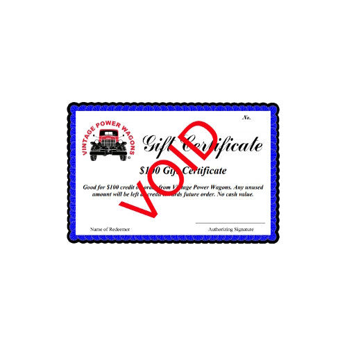 Vintage Power Wagons Gift Certificate
