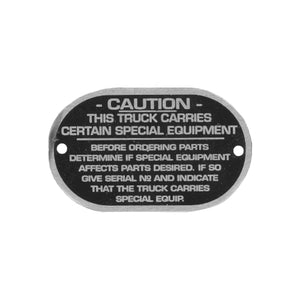 Data Plate #61 - Power Wagon Caution Special Equipment