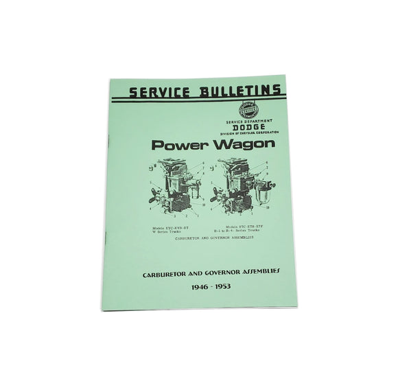 New Service Bulletin, Power Wagon, Carburetor & Governor Assemblies 1946-1953 - RBK-382