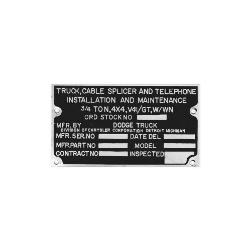 New Data Plate #23 - V41 Main I.D. – Vintage Power Wagons