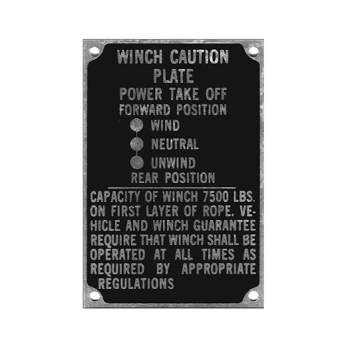 Data Plate #29 - CC1270662 - M37 Winch Caution Plate